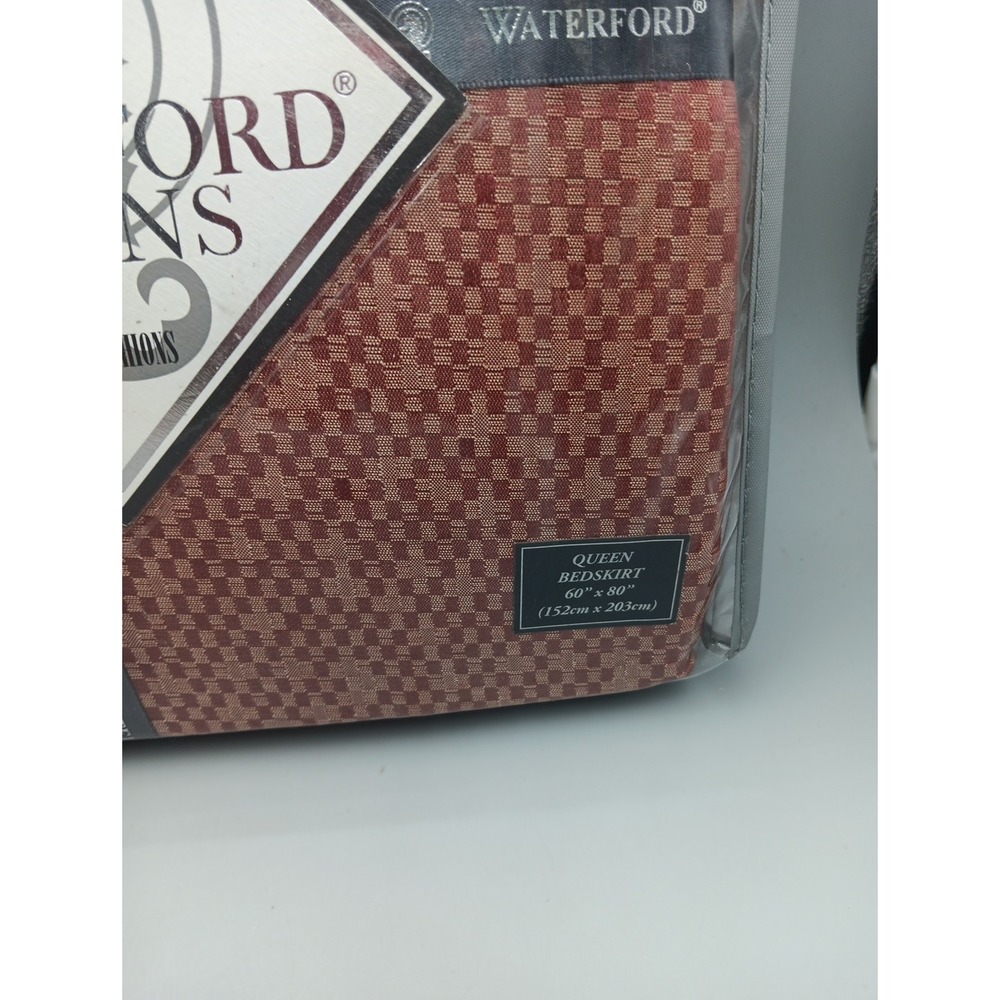 Waterford Queen Bed Skirt Hamilton Style Cinnabar Ree Gold Checkered - Picture 5 of 5